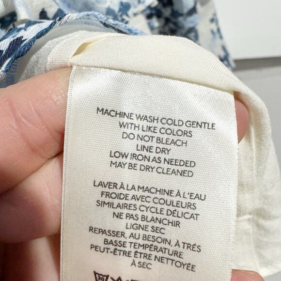 Anthropologie Maeve Long-Sleeve V-Neck Mini Swing Dress in Blue Medium - Picture 4 of 7